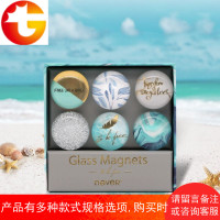 淡蓝系列玻璃磁扣冰箱贴磁贴立体冰箱贴磁铁圆形磁粒