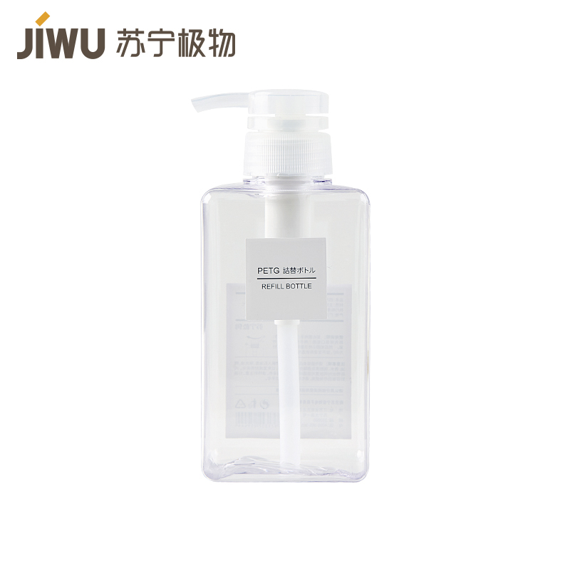 苏宁极物 四方乳液型替换瓶(透明) 透明色+650ml