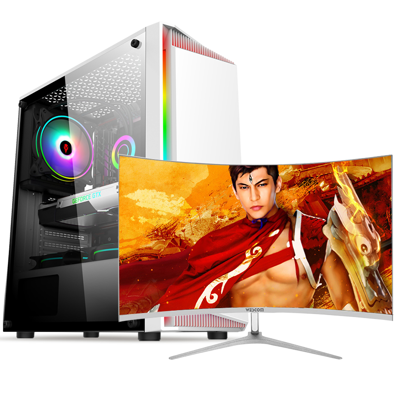 铭能 i7四核/GTX1650 4G独显/16G内存/480G固态 台式机 台式电脑 组装机 组装电脑主机 家用办公电脑 商务娱乐炒股 学生直播网课电脑 电竞游戏电脑+32英寸曲面高清大图