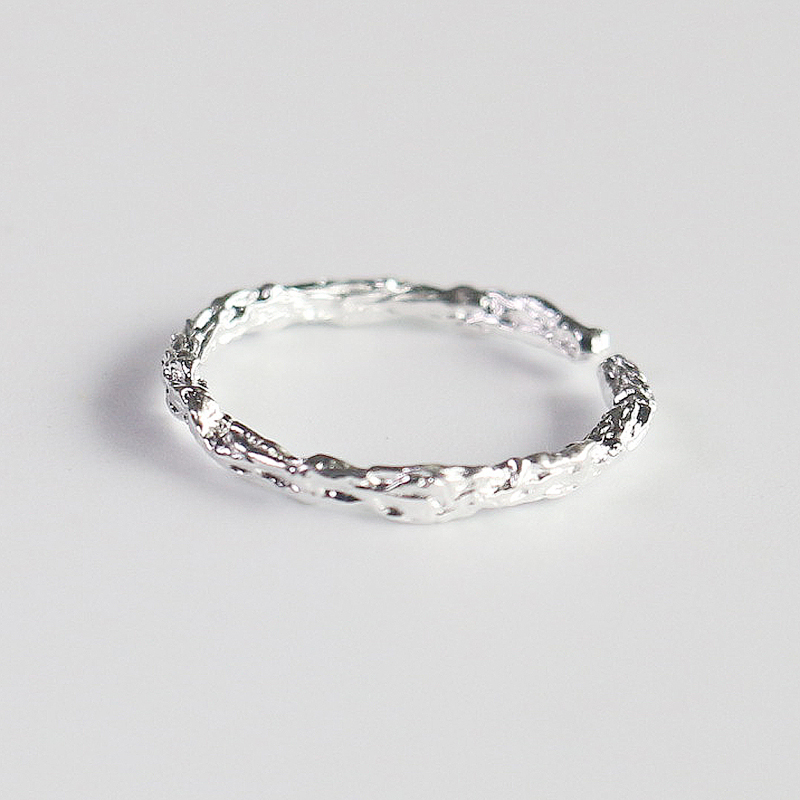 树藤枝条S925纯银戒指素银文艺小清新纯银开口戒指指环学生饰品送女朋友老婆情人节七夕生日礼物