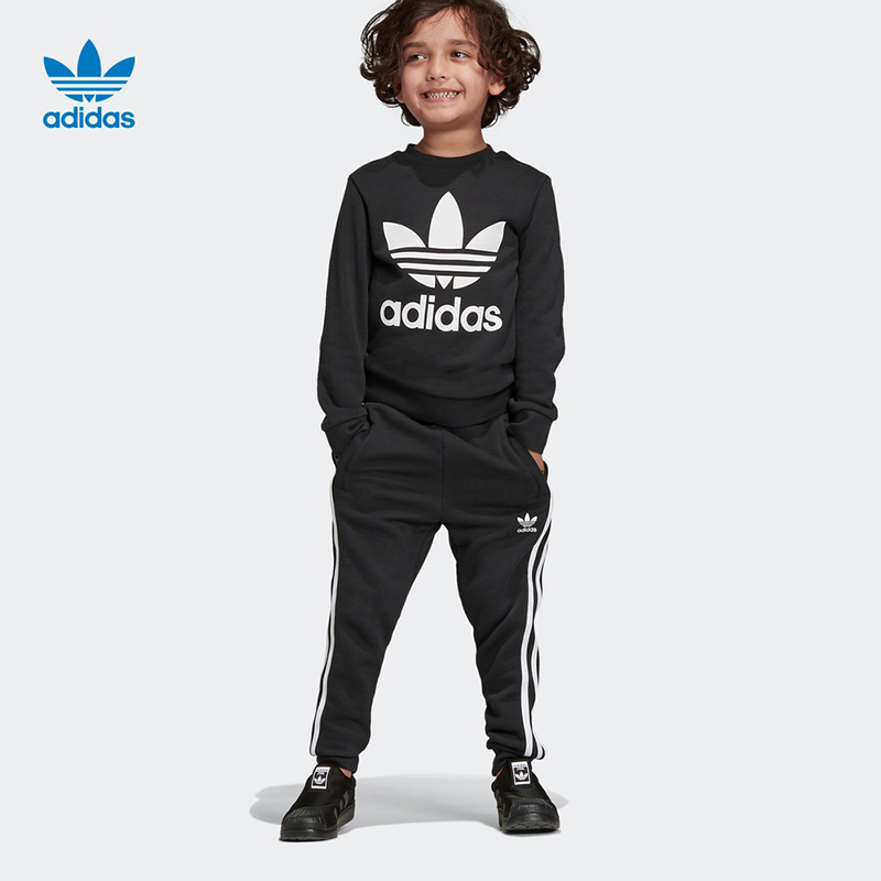 Adidas阿迪达斯 童装 2021春季新款男女小童CREW SET长袖两件运动套装ED7728