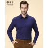 Youngor/雅戈尔秋冬新品男士商务正装纯棉蓝色绒面修身长袖衬衫409HFY
