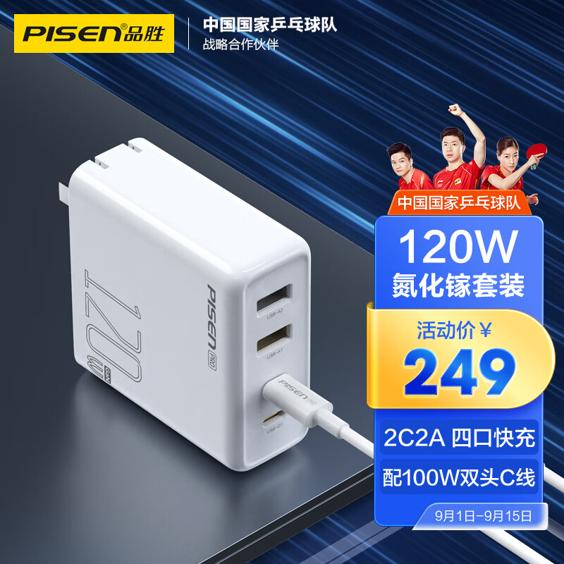 PISENPRO120W氮化镓快充充电器套装(2C2A)(TS-C148)纸盒装-国内版