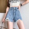 高腰牛仔短裤女夏季2021年新款薄款宽松显瘦百搭学生a字直筒热裤_浅蓝色_32码(140-150斤)