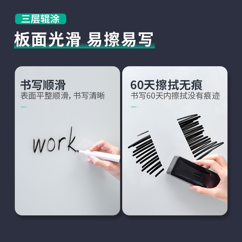 得力 支架式一键翻转白板120*90cmH型架可移动白板双面磁性办公会议黑板白板 50105 一块装