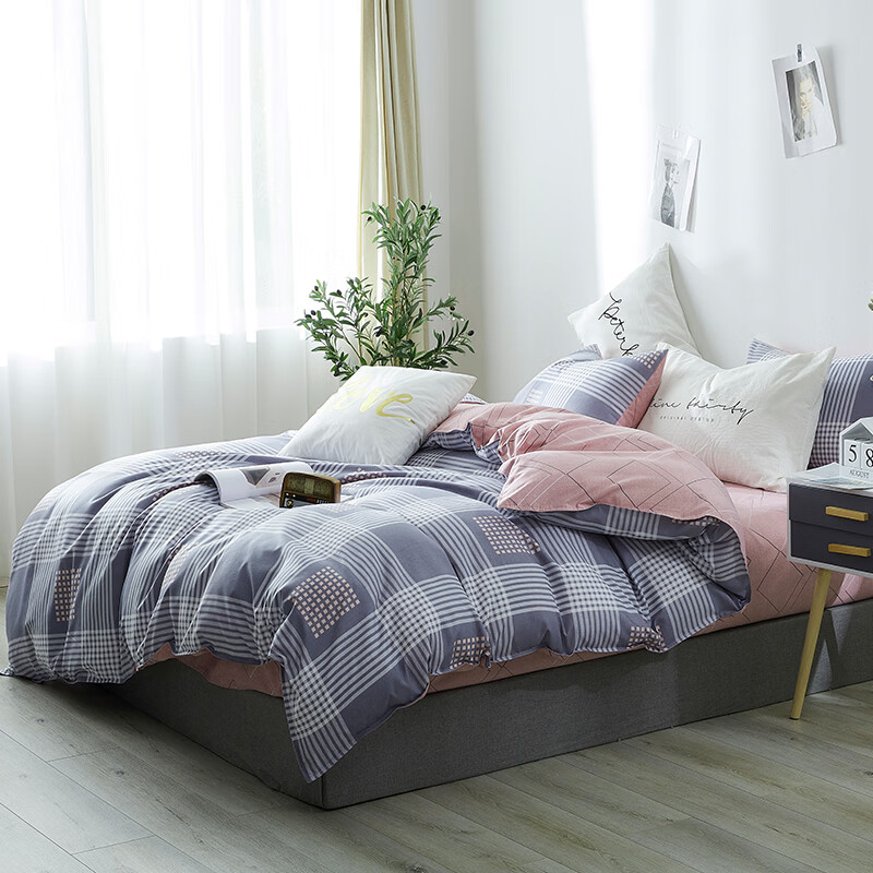 梦洁 清浅时光 1050100844 磨绒印花四件套