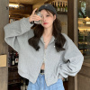 NEW LAKE美式高街短款外套女潮ins春秋薄款2022宽松bf慵懒风拉链开衫上衣短外套