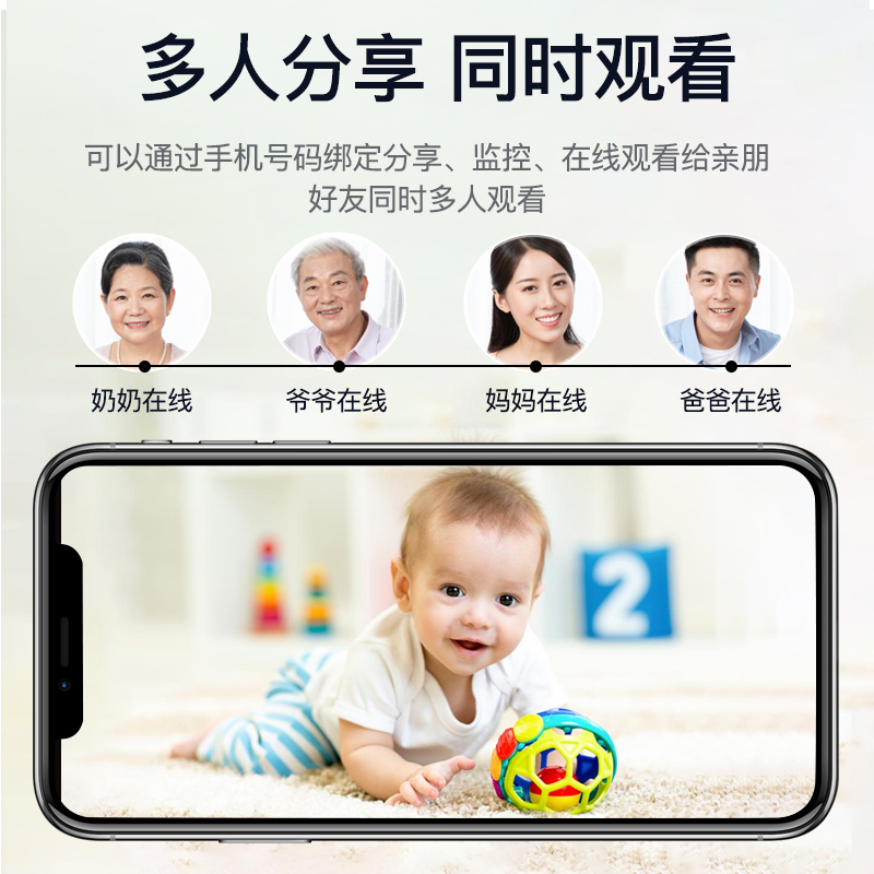 送7天循环监控录像卡 5G双频WIFI摄像头监控器家用远程手机360度全景全彩夜视高清无线网络室内智能摄像机高清大图
