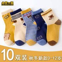 儿童袜子男童女童秋冬季保暖中筒棉袜小孩婴儿袜_259 【L】建议6-8岁 【10双装】棕色小熊