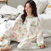 睡衣女士秋冬长袖棉质大码可爱卡通秋冬季宽松休闲外穿家居服套装