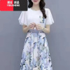 YIBUSHENG雪纺碎花连衣裙女装2024年季新款仙气收腰早春秋时尚薄裙子