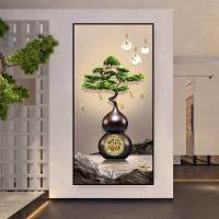 维诺亚中式玄关装饰画轻奢大气入户走廊简约过道立体贴画墙贴壁画 XC19-纳福