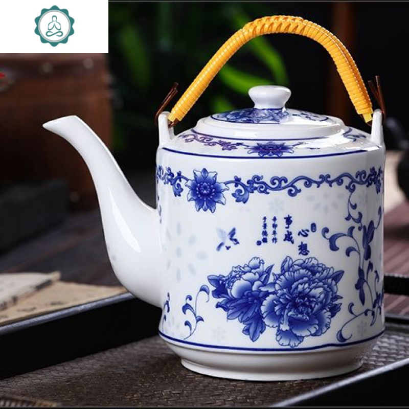 景德镇茶壶陶瓷器大号容量青花瓷冷水壶凉水壶水杯家用单壶泡茶壶 封后 2.8心想事成收藏家购