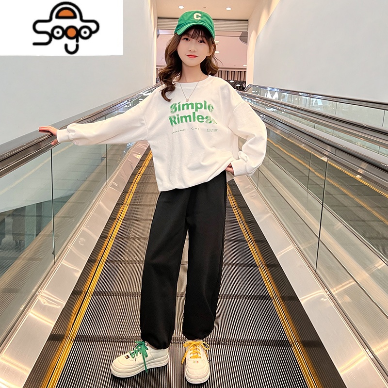 女童T恤长袖2022秋装新款中大童洋气打底衫卫衣上衣春秋童装女孩 七色王国