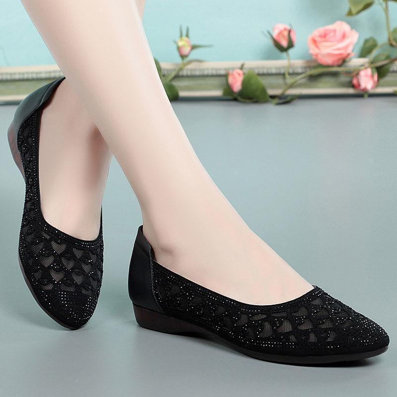 镂空网纱凉鞋女2021夏季新款女鞋舒适软底透气洞洞鞋平底鞋串得起视频