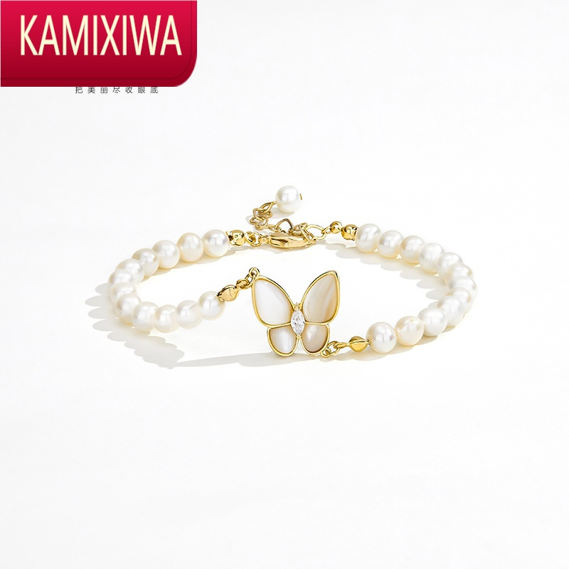 KAMIXIWA淡水珍珠蝴蝶手链女2022年新款轻奢ins小众设计高级感精致520礼物