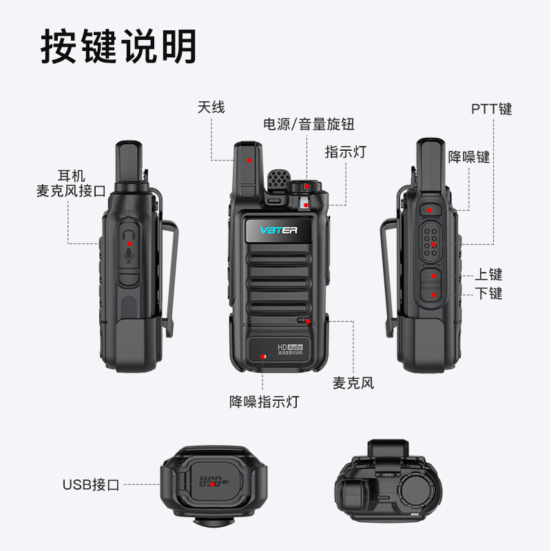 威贝特 WBT-V10高清版对讲机 专业大功率远距离对讲 商务办公民用无线对讲机手持台户外对讲器