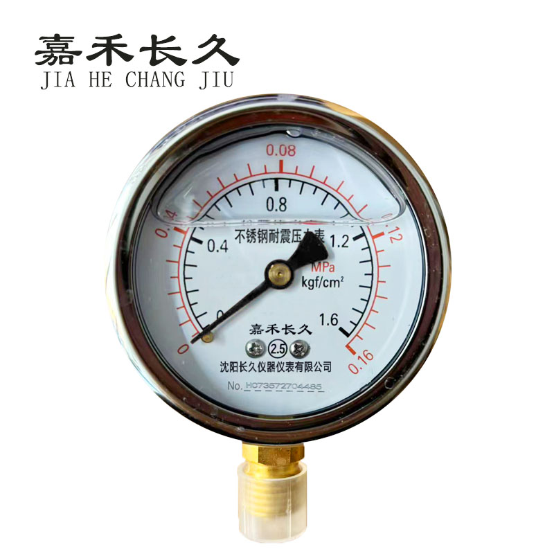 嘉禾长久+不锈钢耐震压力表检测定制型+YN60BF+块 0-0.16Mpa