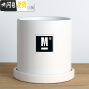 三维工匠简约圆柱ins北欧风格带托盘室内沙漠植 哑光白(M18)防水贴纸 小号·口径10cm高11花盆容器