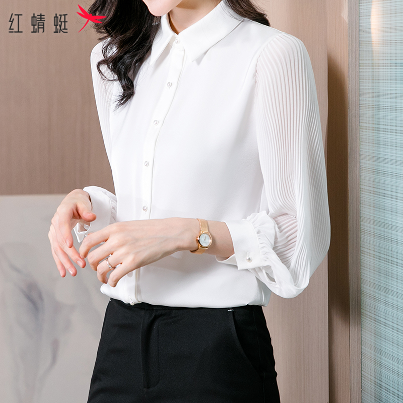 红蜻蜓高端春款长袖职业气质高档春秋季时尚洋气衬衫衬衣女上衣