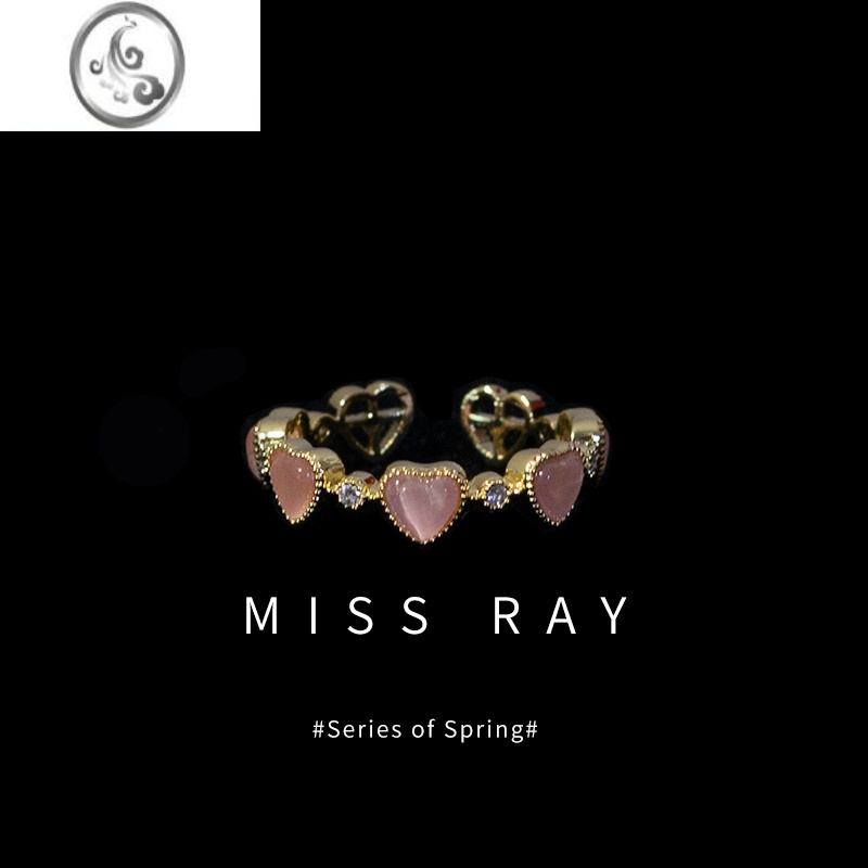 JiMiMissRay"月光曲"小众高级感仿爱心猫眼效果开口可调节戒指指环