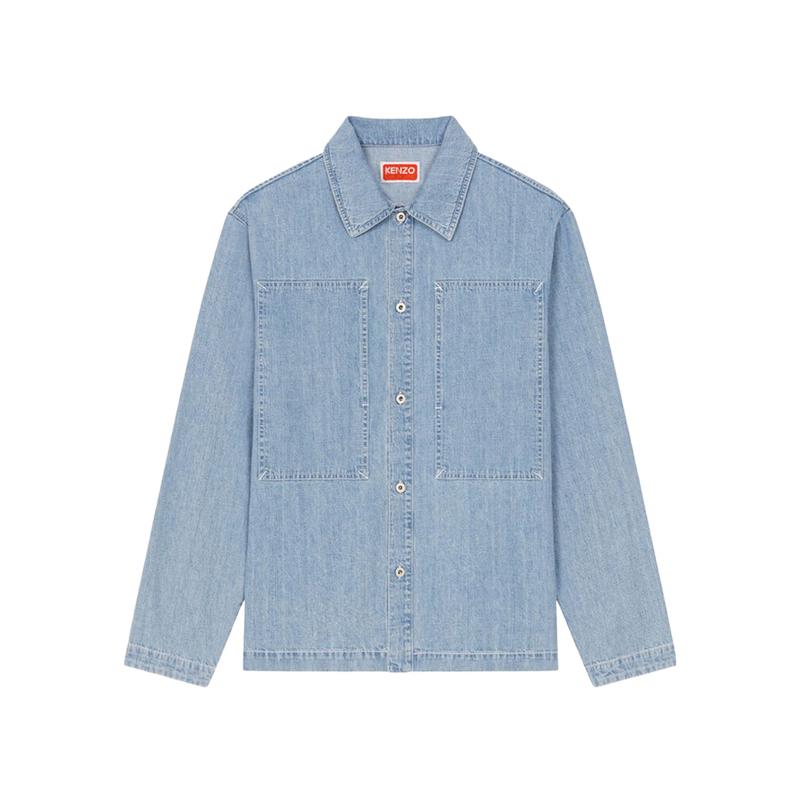 高田贤三(Kenzo)长袖牛仔外套男百搭休闲衬衫领刺绣设计大口袋外