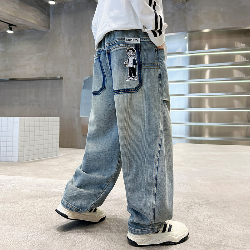 男童裤子春秋牛仔裤夏季款新款男孩中大童直筒儿童休闲裤薄款