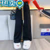 绿彩虹光女童裤子秋冬装2023新款儿童加绒加厚雪尼尔阔腿裤中大童洋气长裤