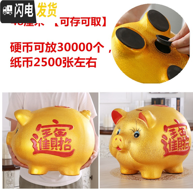 三维工匠存钱罐不可取大人用家用金猪储蓄罐小储钱只进不出大容量儿童超大 【可存可取】48厘米(送垫子)