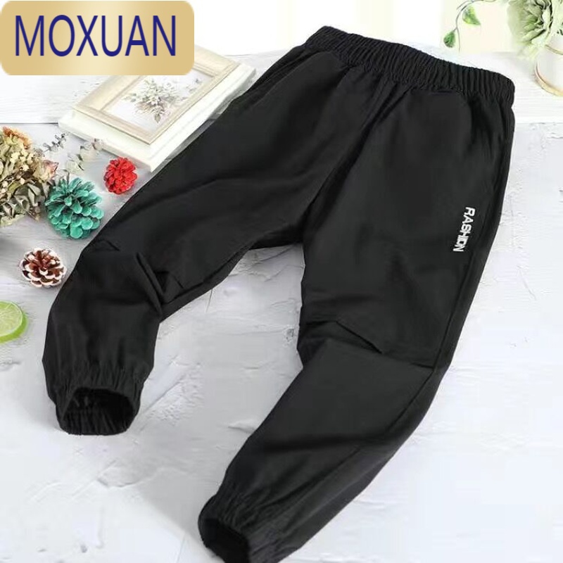 MOXUAN男童速干运动裤四面弹力2022夏季洋气防蚊裤中大童长裤宽松版裤子