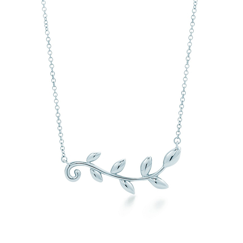 蒂芙尼（Tiffany & Co.)S925银项链31406439橄榄叶蔓枝吊坠纯银锁骨链