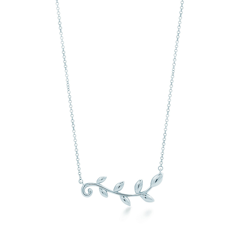 蒂芙尼（Tiffany & Co.)S925银项链31406439橄榄叶蔓枝吊坠纯银锁骨链
