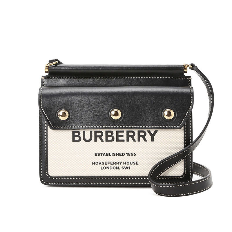 BURBERRY 博柏利 Title 口盖包迷你 字母徽标帆布织物8031901