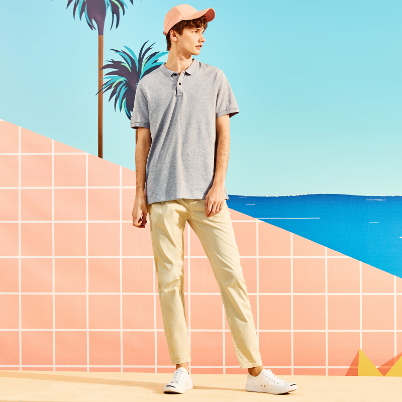 A21以纯线上品牌2018夏季新品男装翻领POLO衫男修身短袖男4821332002
