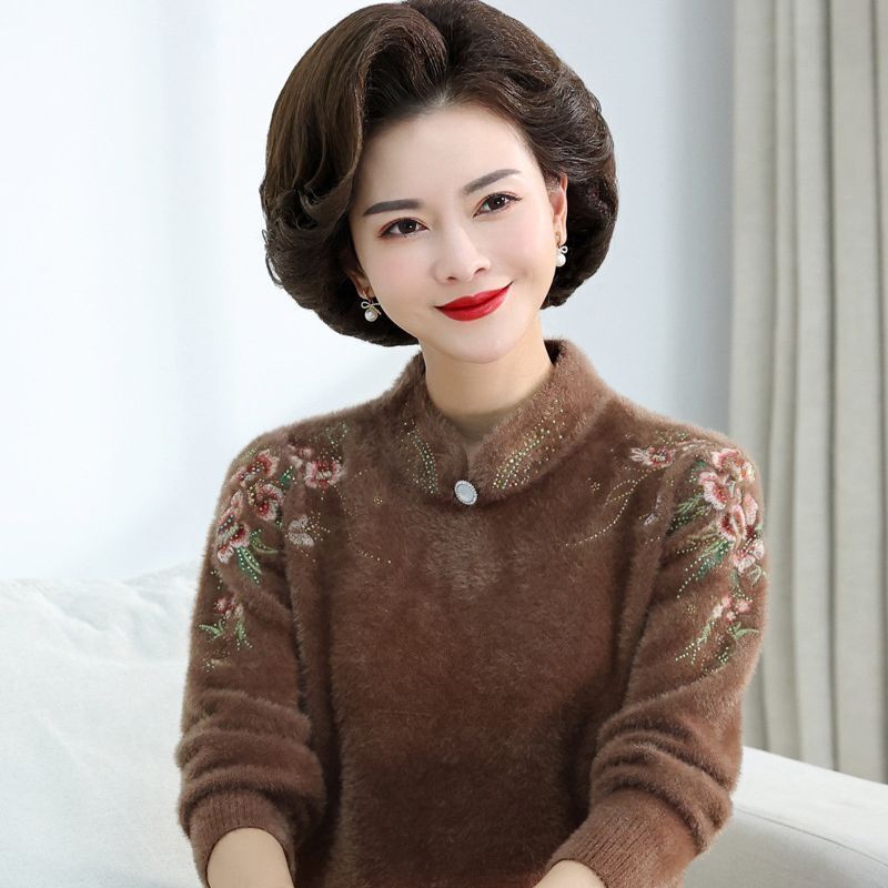 家新款中年女装毛衣40岁中老年妇女妈妈装冬装上衣60岁加厚款