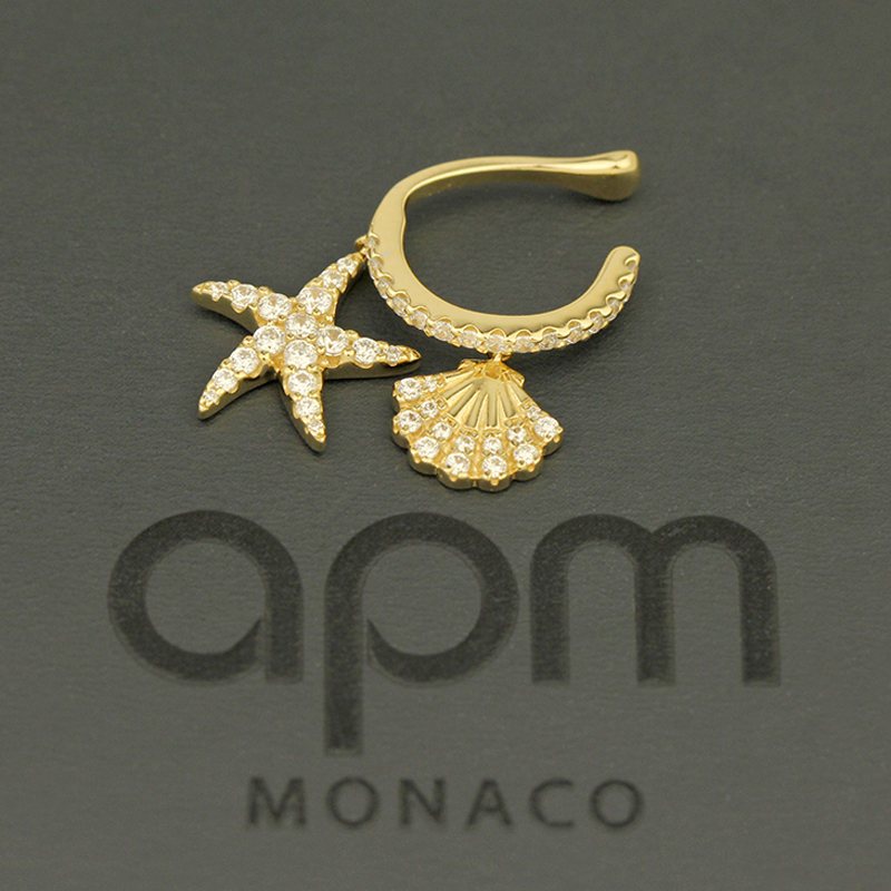 APM Monaco热带海星贝壳组合无耳洞耳饰耳扣女圣诞礼物单只耳夹送女友 AE12536OXY