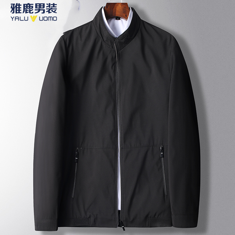 雅鹿男装新品首发商务休闲时尚纯色舒适男式夹克YL-QX20633