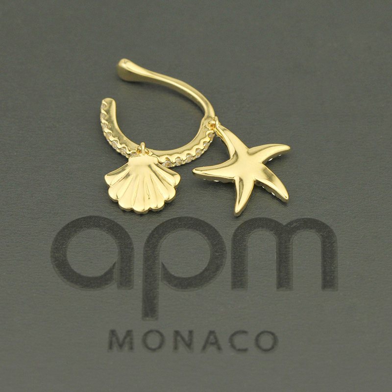 APM Monaco热带海星贝壳组合无耳洞耳饰耳扣女圣诞礼物单只耳夹送女友 AE12536OXY