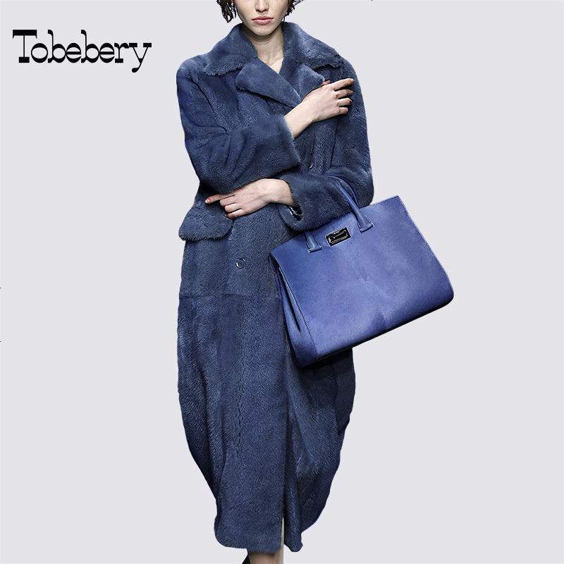 tobebery2018冬季新款宽松呢子大衣长款过膝毛呢外套女加厚保暖潮