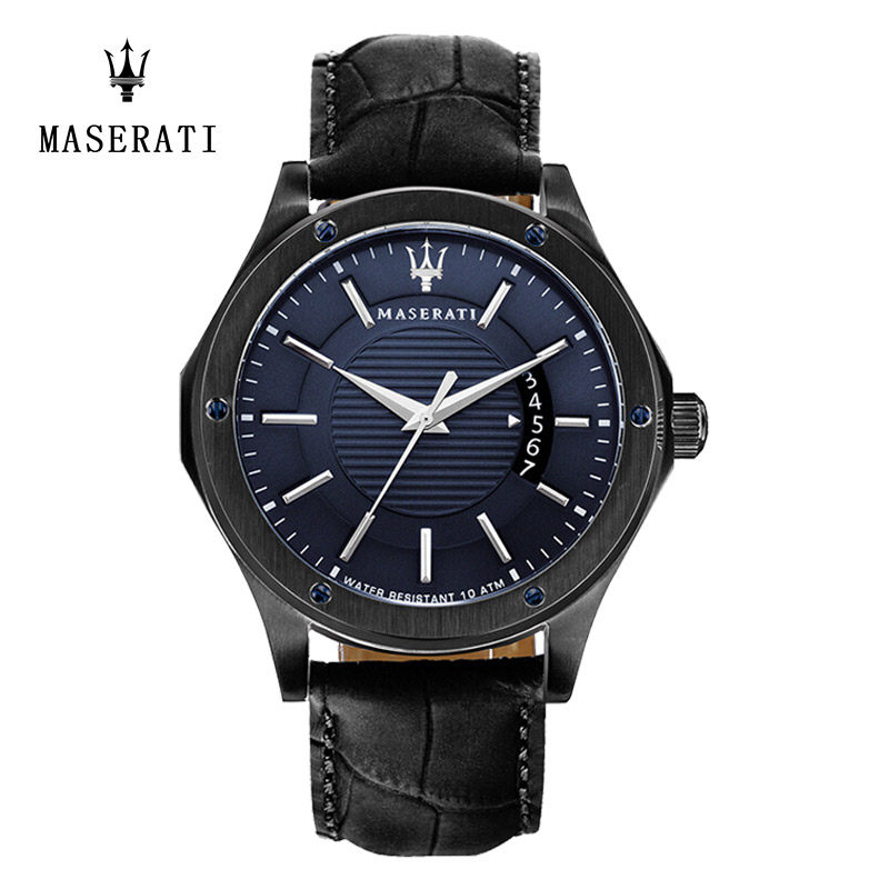 玛莎拉蒂MASERATI Sorpasso系列石英表黑色皮带手表男简约休闲男表R8851127002