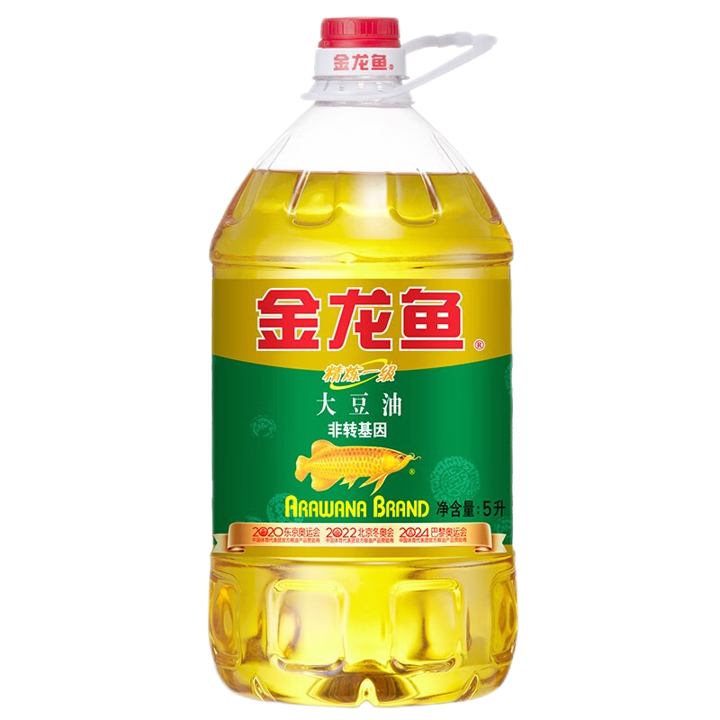 金龙鱼非转基因精炼一级大豆油5L大瓶装大桶装 植物油豆油食用油