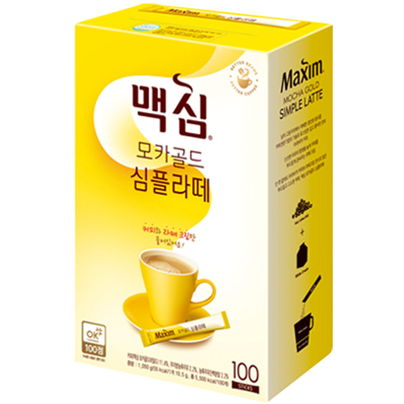 韩国进口麦馨二合一拿铁速溶咖啡100条盒装进口冲饮品IU代言