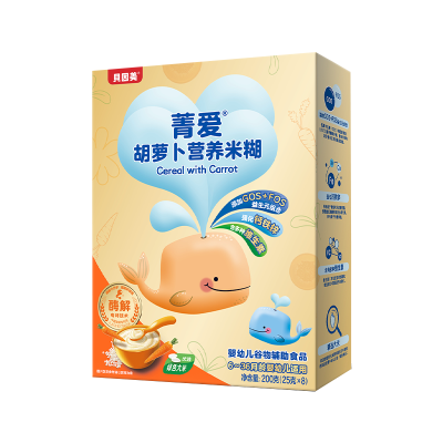 贝因美菁爱胡萝卜营养米糊200g×1盒儿童宝宝辅食