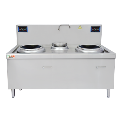 意黛斯(YIDAISI)商用电磁大锅灶 大功率电磁小炒炉电磁灶YDSG3-15XC2-4080双头单尾小炒炉304不锈钢