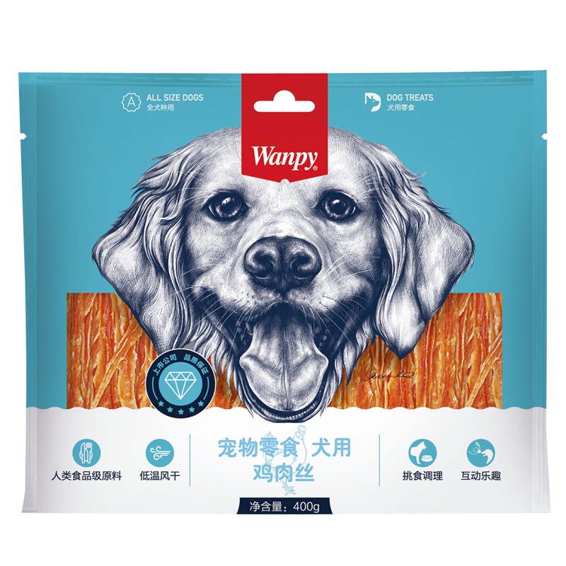 顽皮Wanpy宠物零食犬用鸡肉丝400g