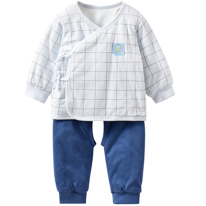 童泰新款新生儿开裆和服棉服套装0-3个月男女宝宝棉衣棉裤两件套
