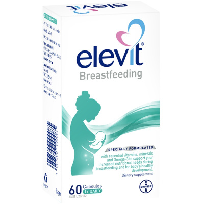 [提高哺乳质量][张歆艺同款]elevit 爱乐维 哺乳黄金素 60片/瓶 澳洲进口叶酸复合维生素 100克