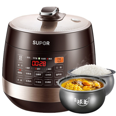 苏泊尔(SUPOR)电压力锅家用6L大容量多功能4-8人智能不粘锅电饭煲预约定时一锅双胆球釜高压力锅60YC8001Q
