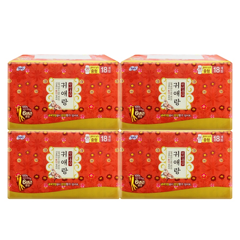 贵爱娘(贵艾朗)中草药红参升级款棉柔日用卫生巾250mm18片*4包 72片组合装