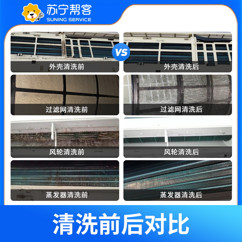 任选3台空调组合洗（挂机/柜机/中央空调）清洗空调 苏宁帮客 上门服务高清大图